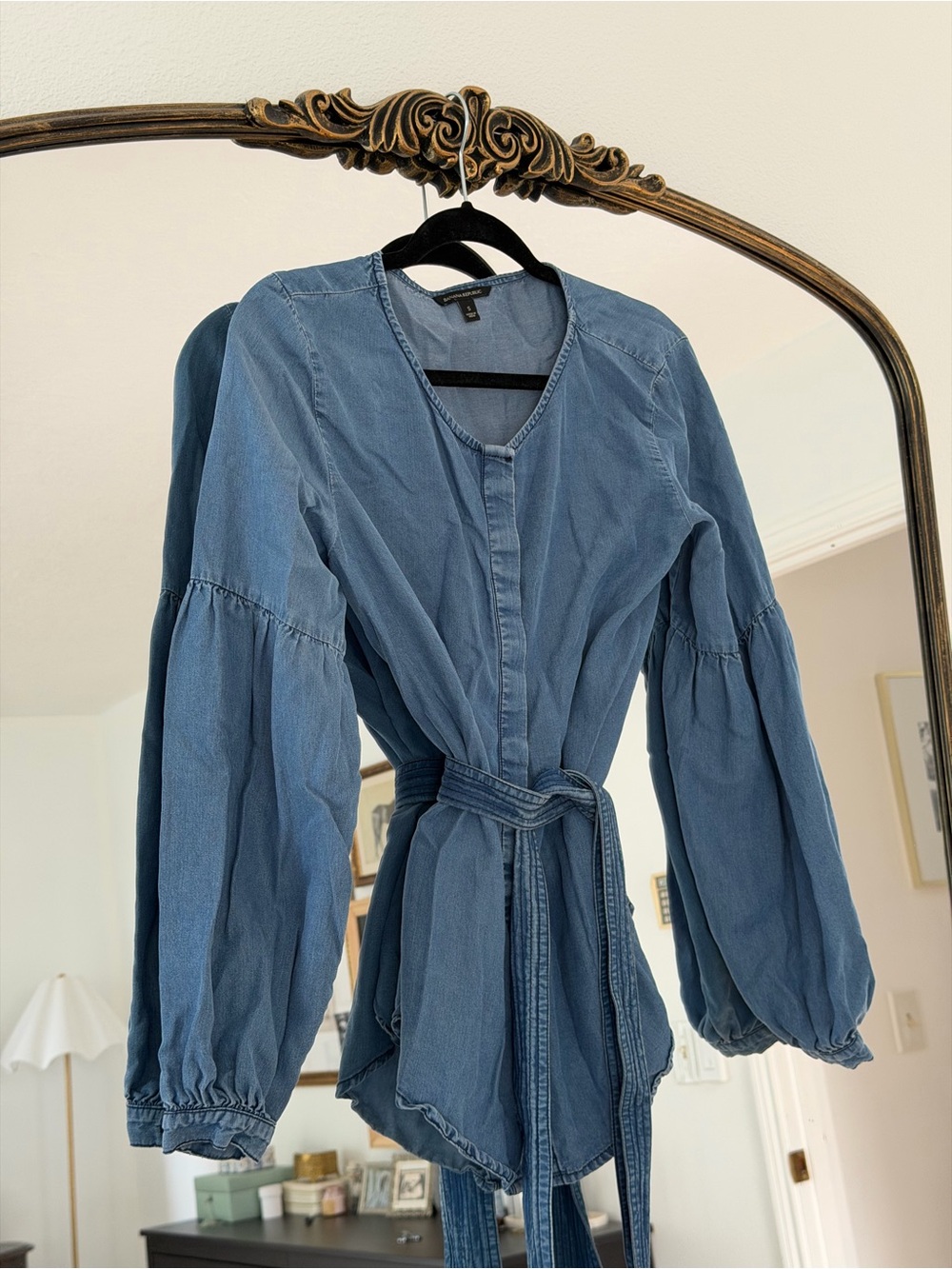 Banana Republic Denim-Look Button-Down Top in Blue